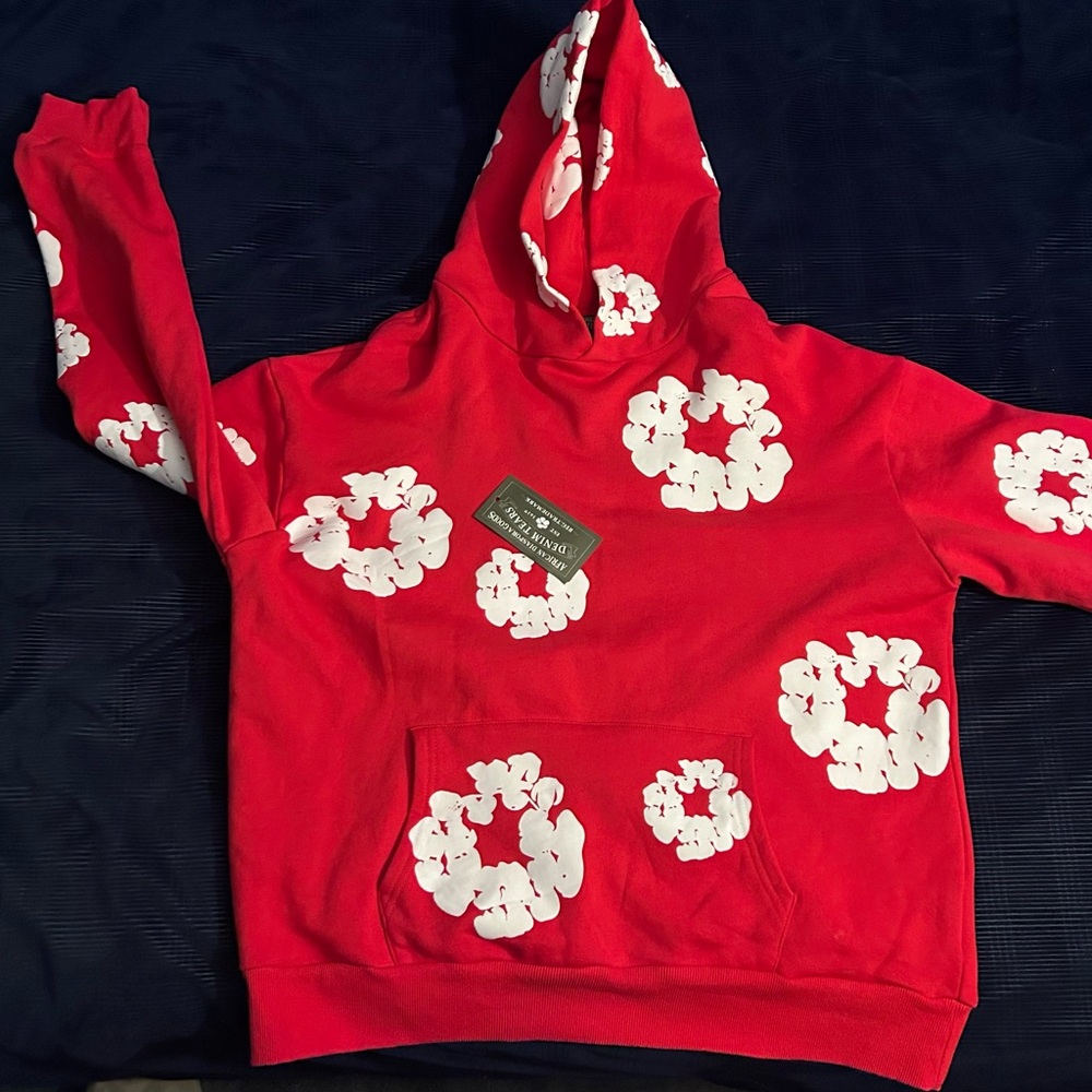 Vibrant Red Floral Hoodie